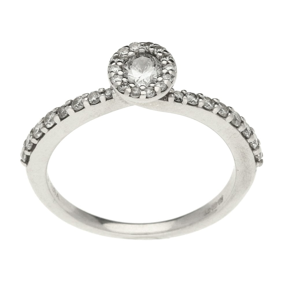 Ladies 9ct White Gold Diamond Cluster Ring - Size K