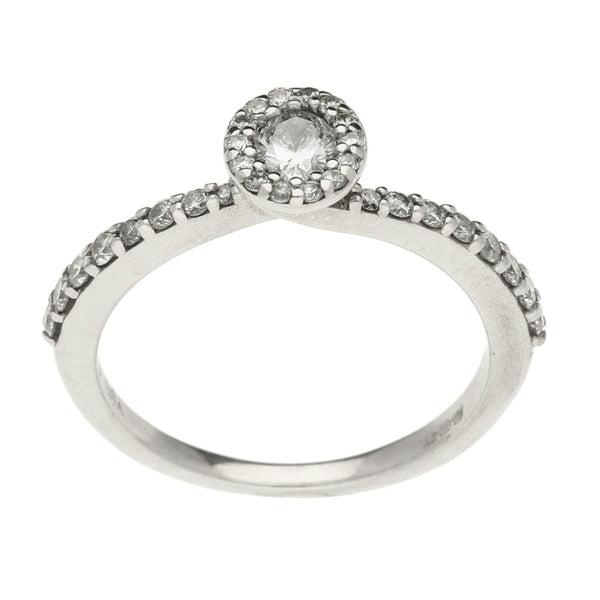 Ladies 9ct White Gold Diamond Cluster Ring - Size K