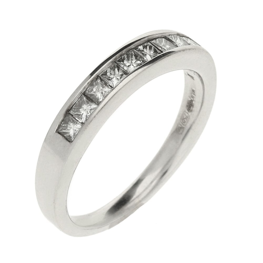 Ladies 18ct White Gold Diamond Half Eternity Ring - Size K