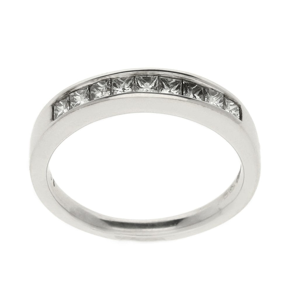Ladies 18ct White Gold Diamond Half Eternity Ring - Size K