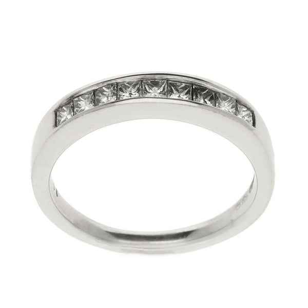 Ladies 18ct White Gold Diamond Half Eternity Ring - Size K