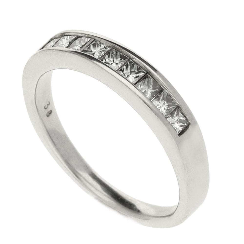 Ladies 18ct White Gold Diamond Half Eternity Ring - Size K