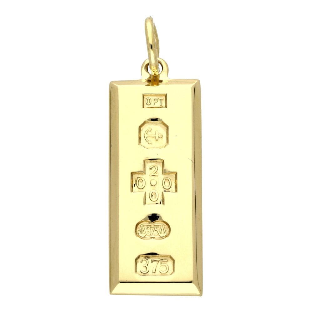 9ct Yellow Gold Ingot Pendant - 13mm x 31mm - 10.3g
