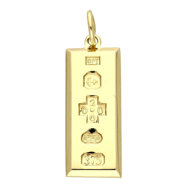 9ct Yellow Gold Ingot Pendant - 13mm x 31mm - 10.3g
