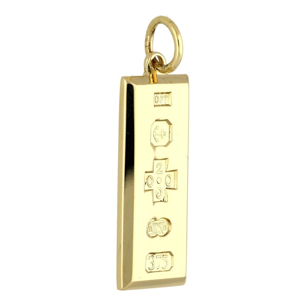 9ct Yellow Gold Ingot Pendant - 13mm x 31mm - 10.3g