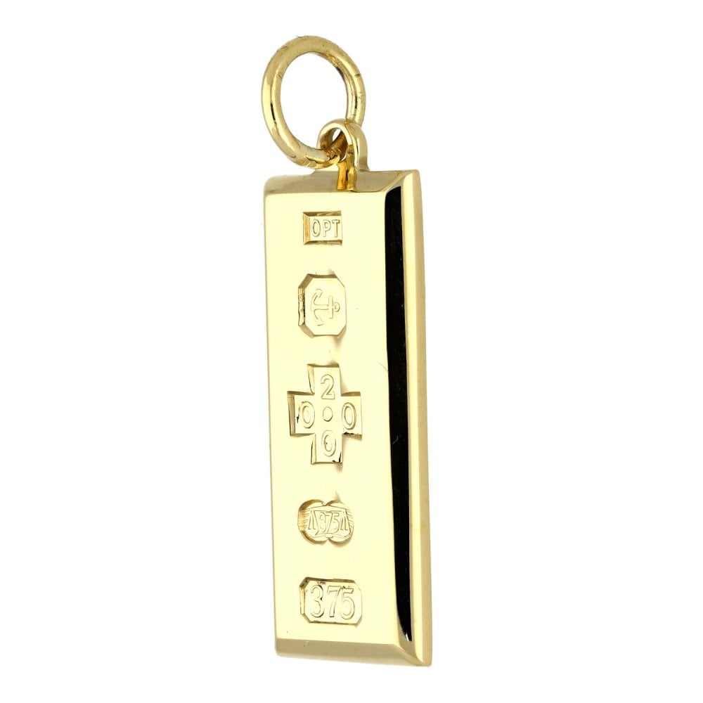 9ct Yellow Gold Ingot Pendant - 13mm x 31mm - 10.3g