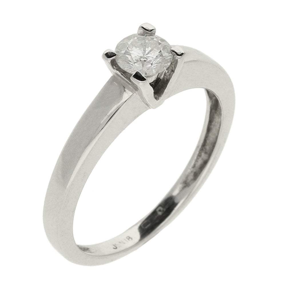 Ladies 18ct White Gold Diamond Engagement Ring - Size K