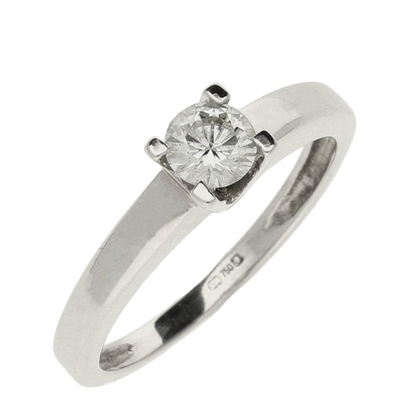 Ladies 18ct White Gold Diamond Engagement Ring - Size K