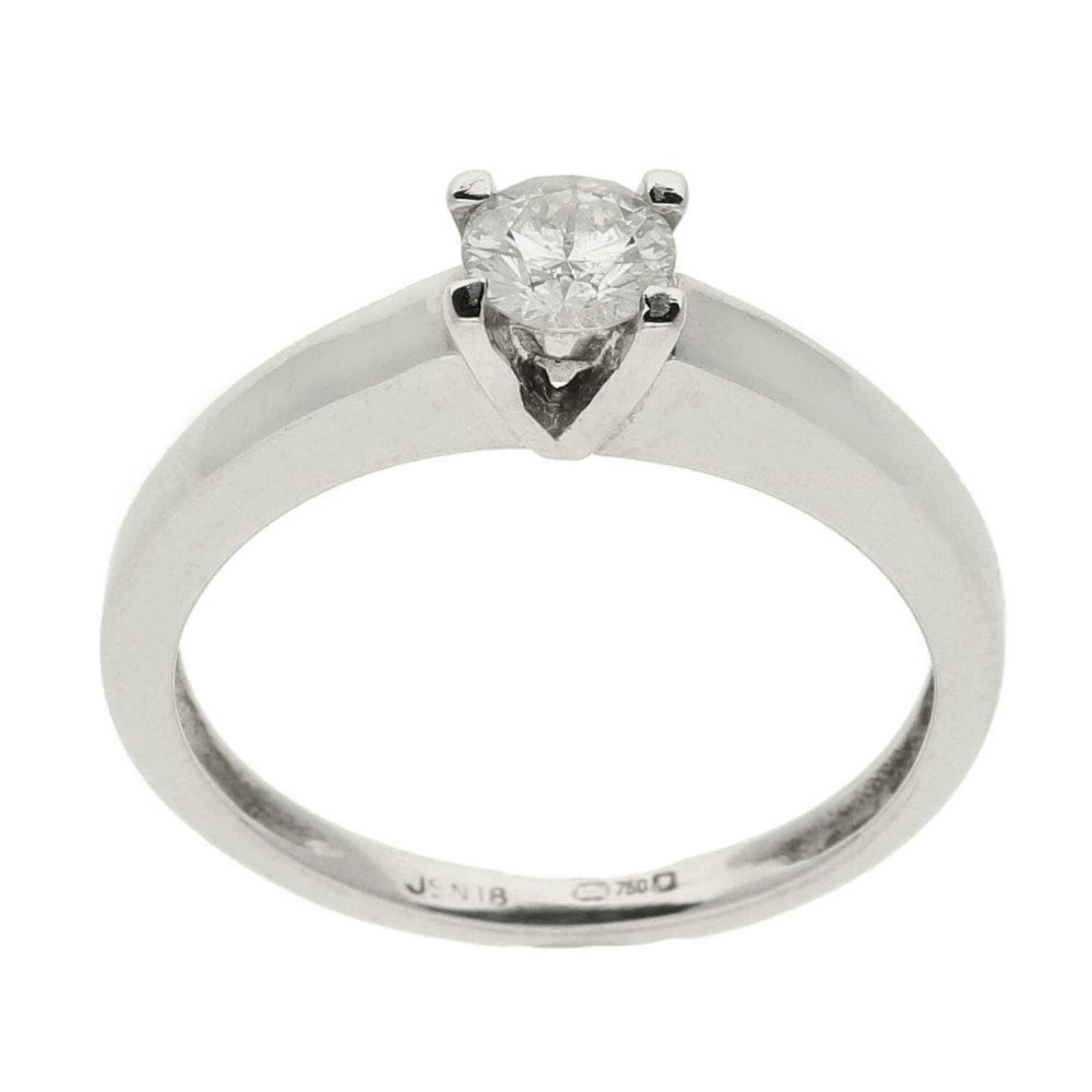 Ladies 18ct White Gold Diamond Engagement Ring - Size K