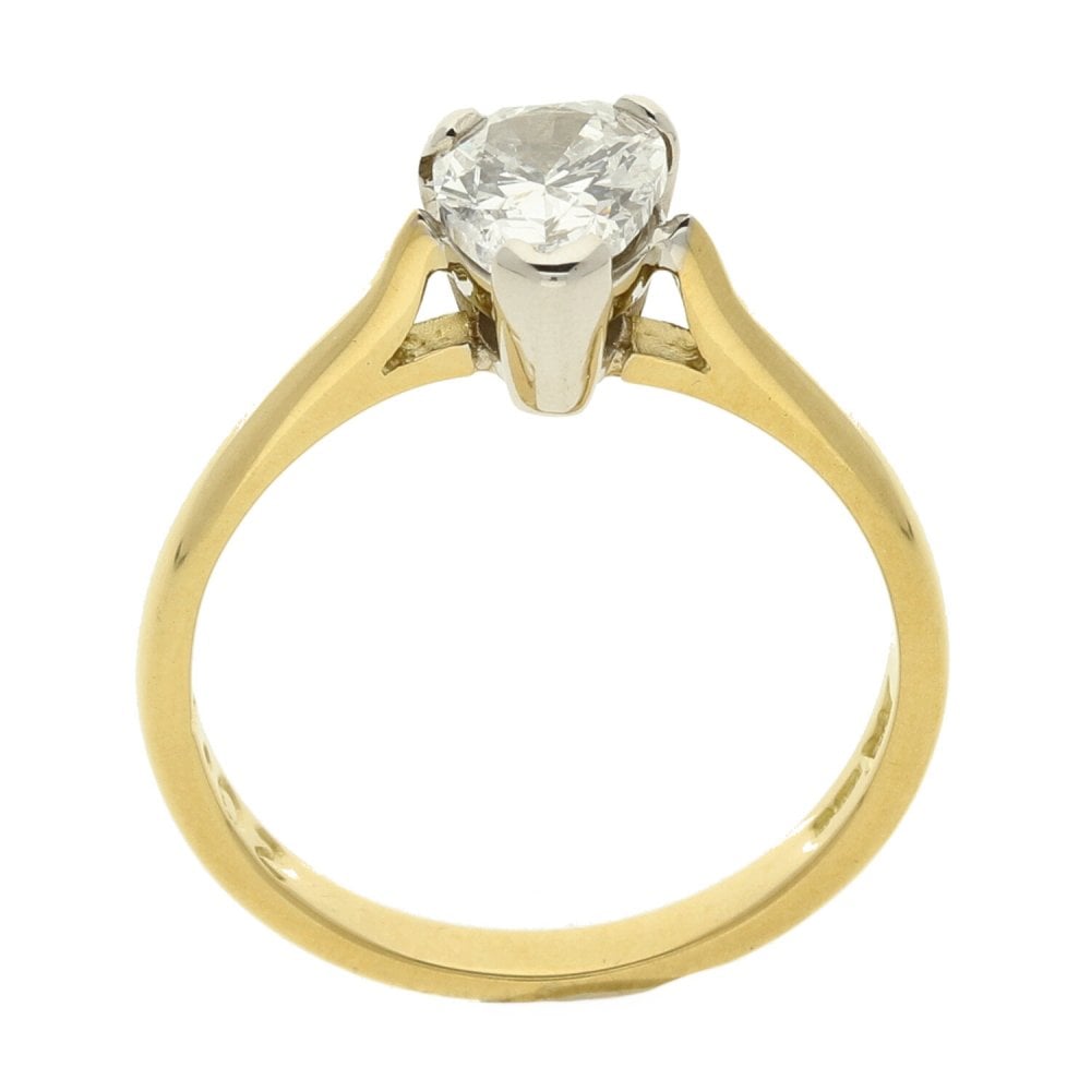 18ct Yellow Gold Ladies Pear Diamond Ring - Size K