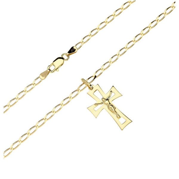 9ct Yellow Gold Crucifix & Chain - 18" - 5.6g