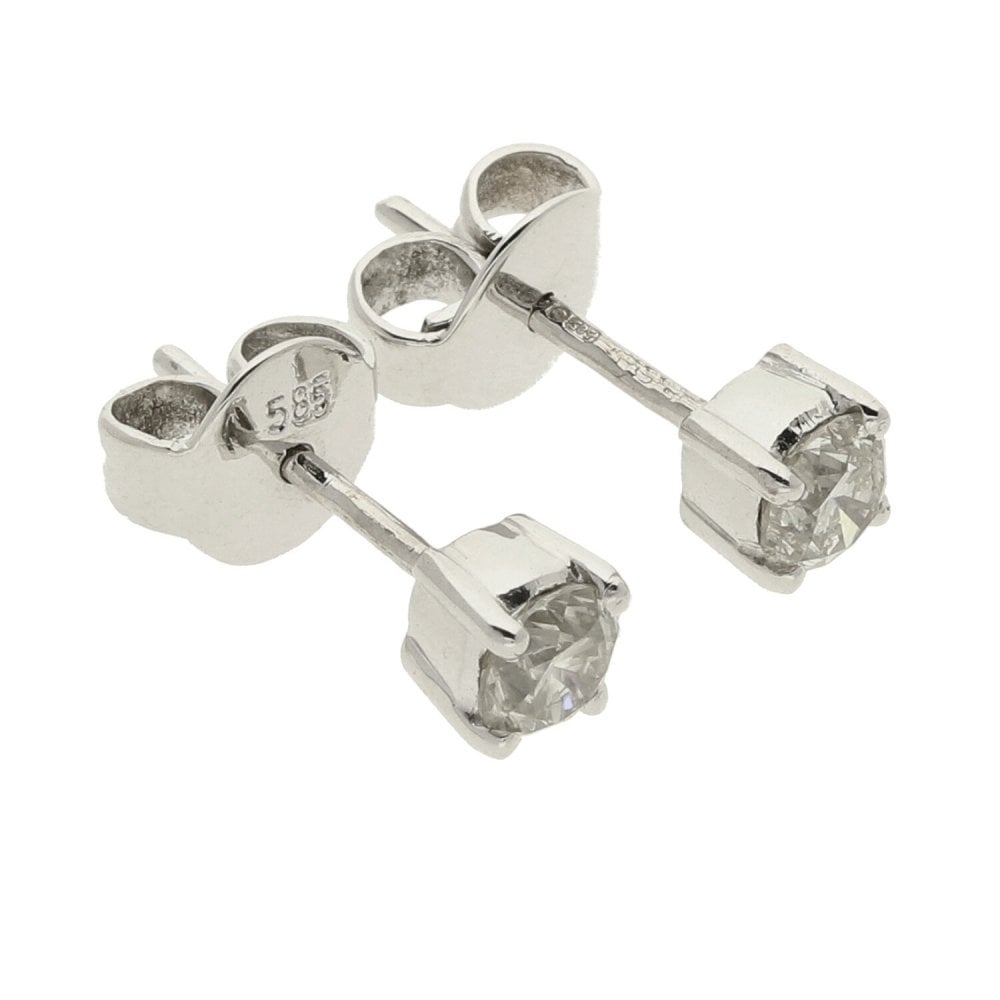 14ct White Gold Diamond Stud Earrings - 0.50ct