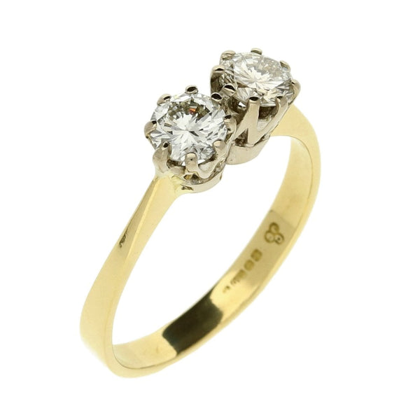 Ladies 18ct Yellow Gold Two Stone Diamond Ring - 0.70ct