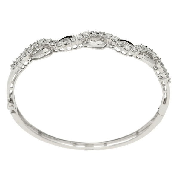 Ladies 9ct White Gold Cubic Zirconia Set Bangle - 10.3g
