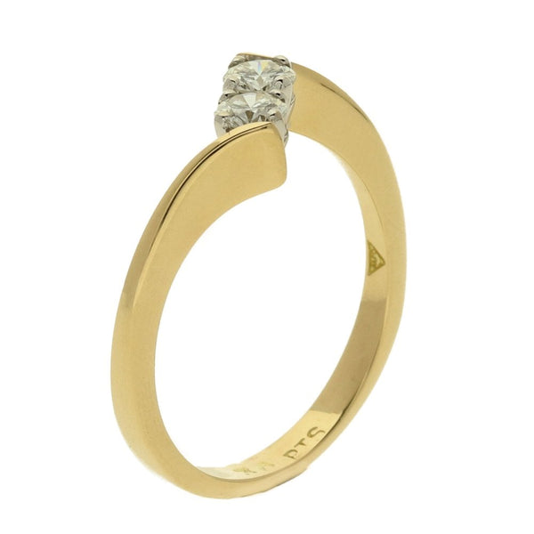 Ladies 18ct Yellow Gold Two Stone Diamond Ring - 0.30ct