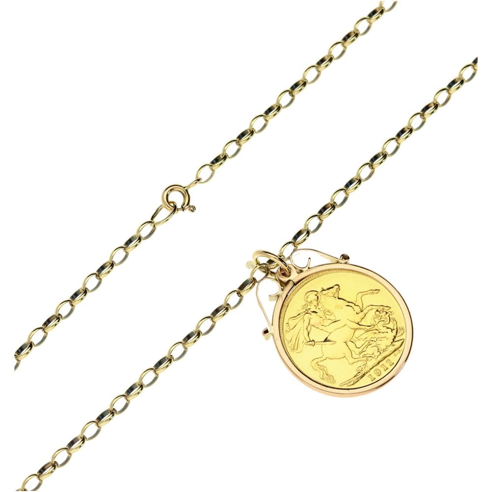 1911 Full Sovereign Pendant and Chain - 19"