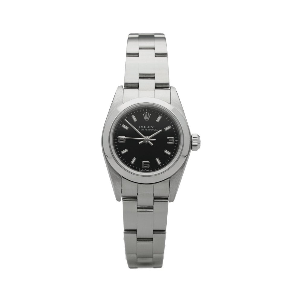 Oyster Perpetual 76080 - Ladies Watch - Black Dial - 2001