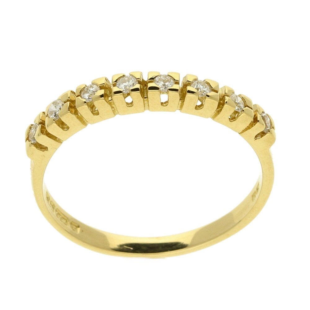Ladies 18ct Yellow Gold Diamond Half Eternity Ring - 0.15ct