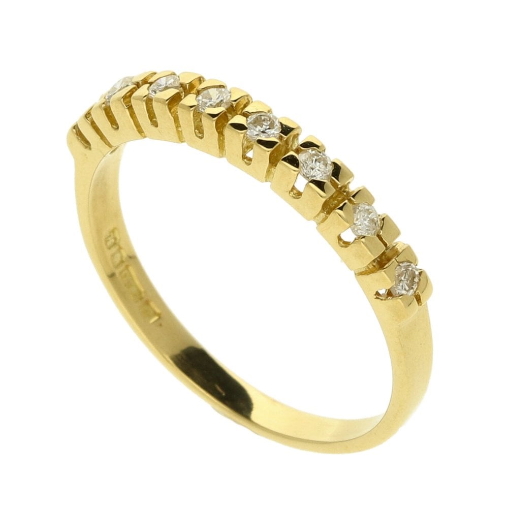 Ladies 18ct Yellow Gold Diamond Half Eternity Ring - 0.15ct
