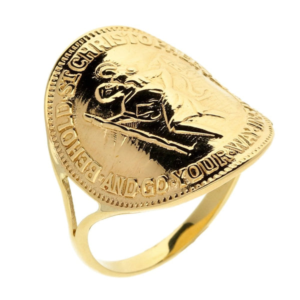 9ct Bent-Over Saint Christopher Ring - R½ - 5.0g