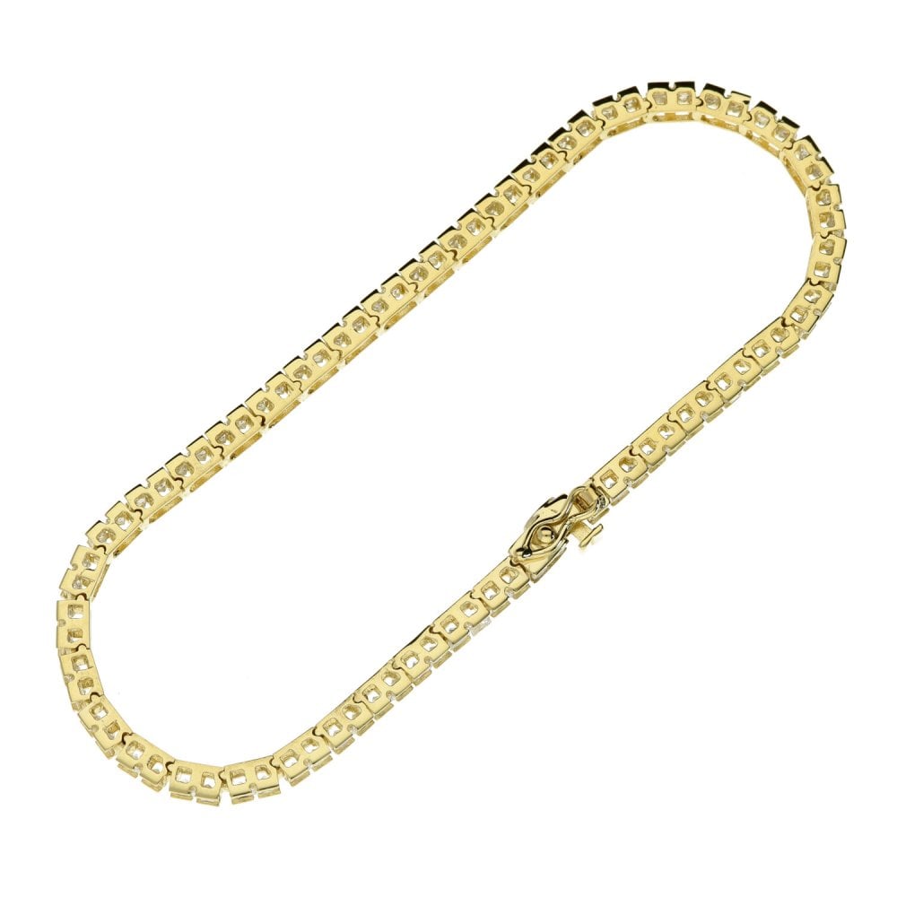 14ct Yellow Gold Cubic Zirconia Bracelet - 7" - 8.3g