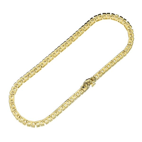14ct Yellow Gold Cubic Zirconia Bracelet - 7" - 8.3g