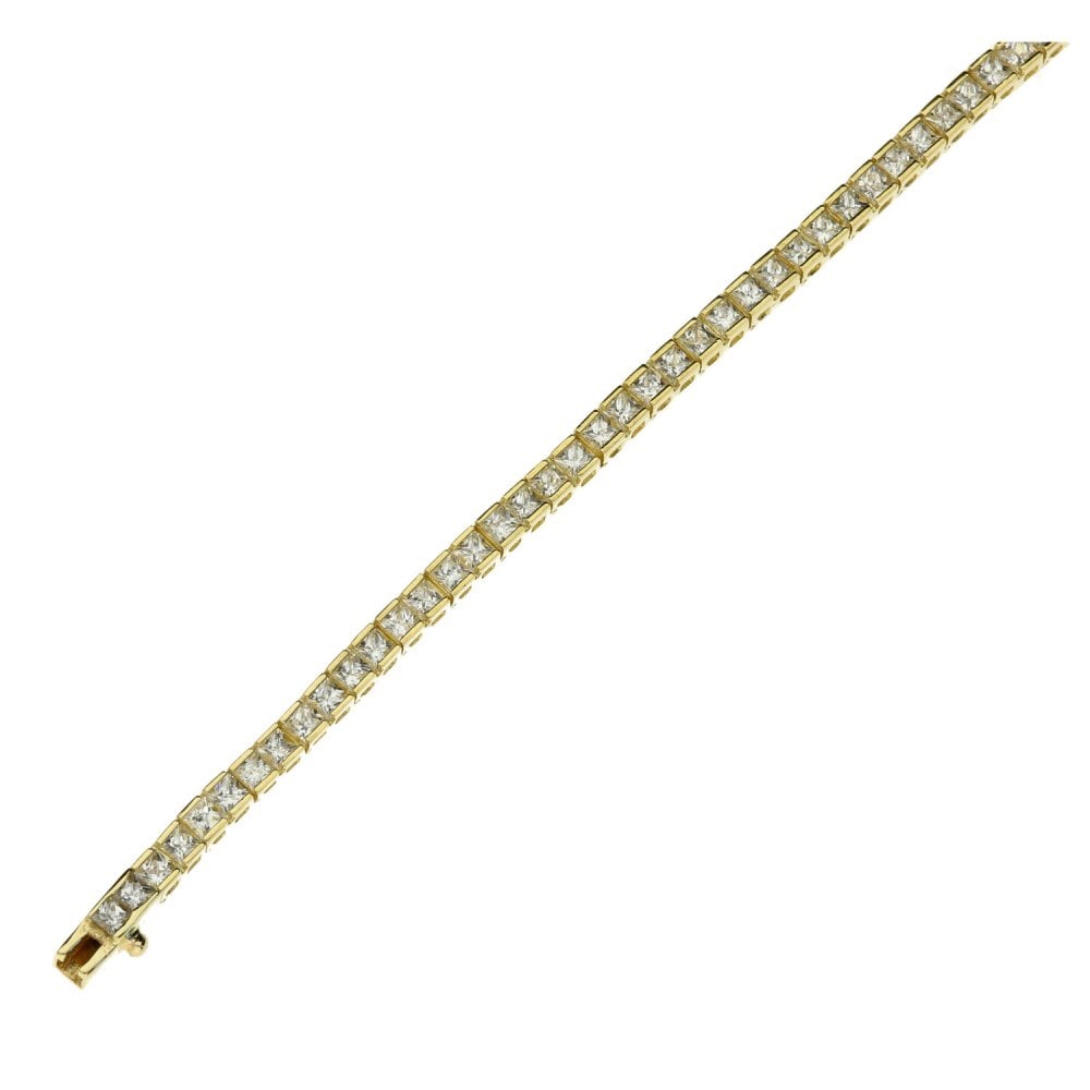 14ct Yellow Gold Cubic Zirconia Bracelet - 7" - 8.3g