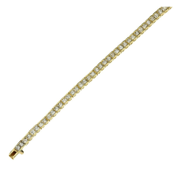 14ct Yellow Gold Cubic Zirconia Bracelet - 7" - 8.3g
