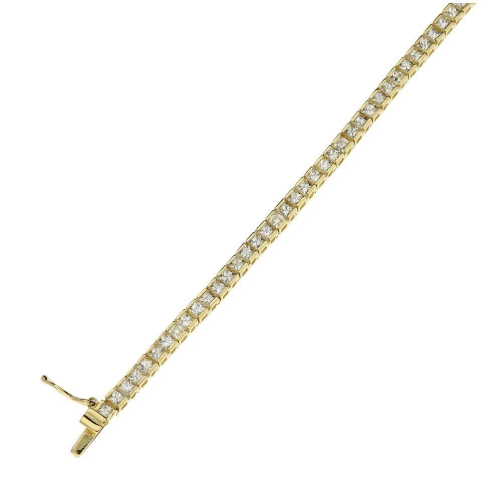 14ct Yellow Gold Cubic Zirconia Bracelet - 7" - 8.3g