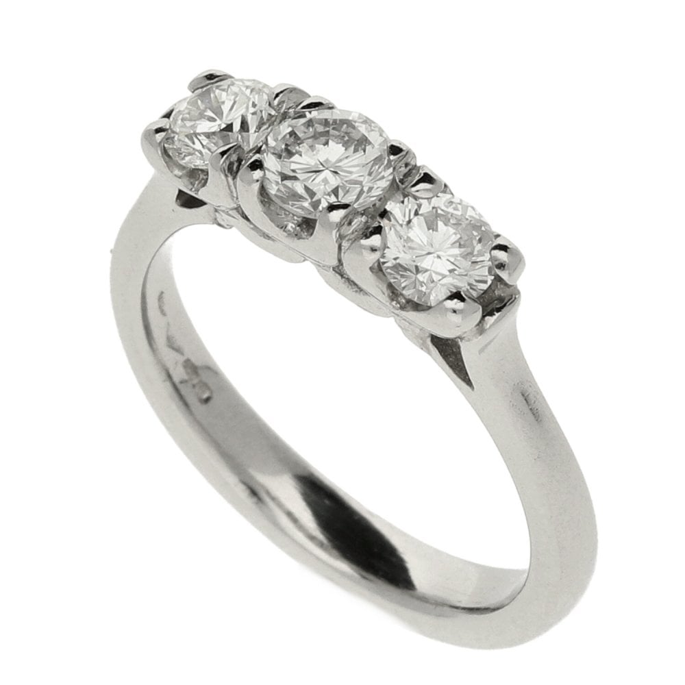 Platinum Diamond Trilogy Ring - Size I - 0.65ct