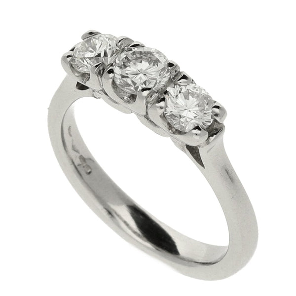 Platinum Diamond Trilogy Ring - Size I - 0.65ct