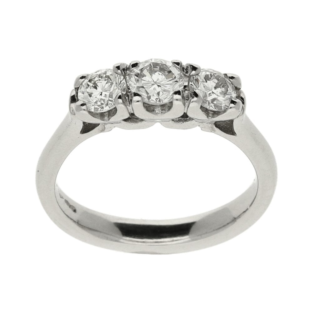 Platinum Diamond Trilogy Ring - Size I - 0.65ct