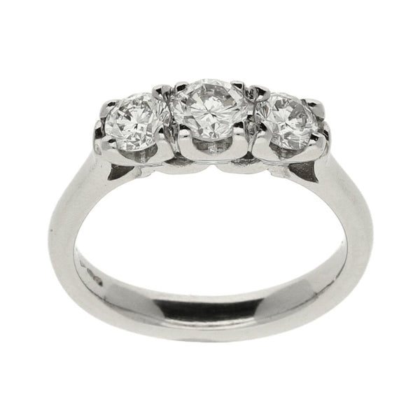 Platinum Diamond Trilogy Ring - Size I - 0.65ct
