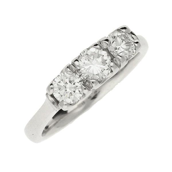 Platinum Diamond Trilogy Ring - Size I - 0.65ct