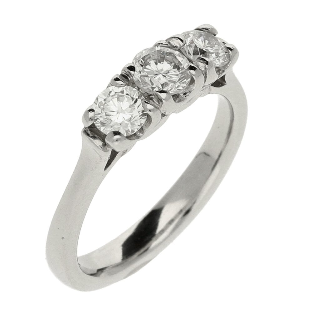 Platinum Diamond Trilogy Ring - Size I - 0.65ct