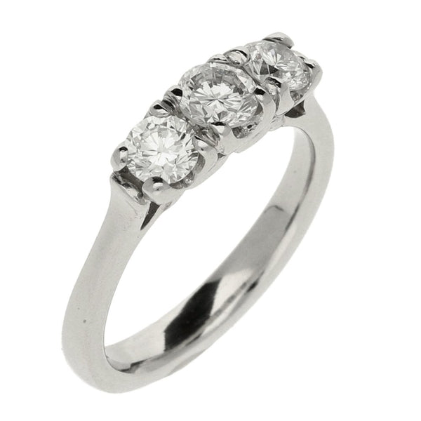 Platinum Diamond Trilogy Ring - Size I - 0.65ct