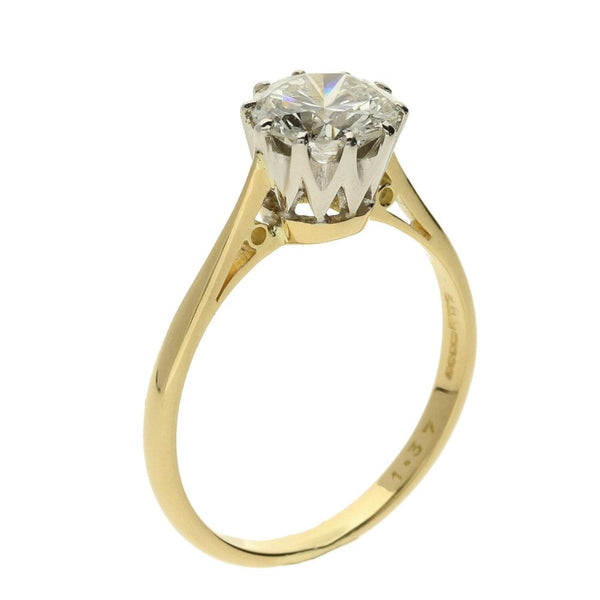 Ladies 18ct Yellow Gold Diamond Solitare Ring - Size O - 1.37ct