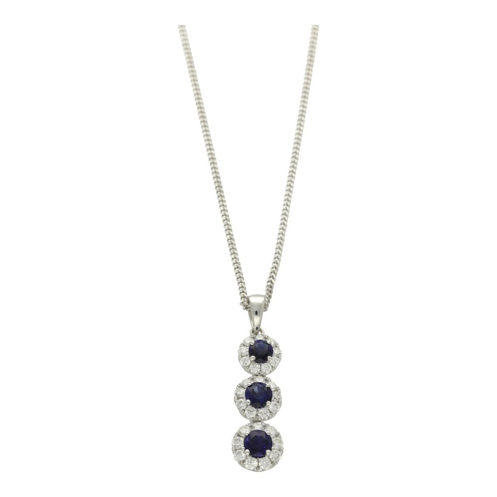 Ladies 18ct White Gold Sapphire & Diamond Necklace -  0.41ct