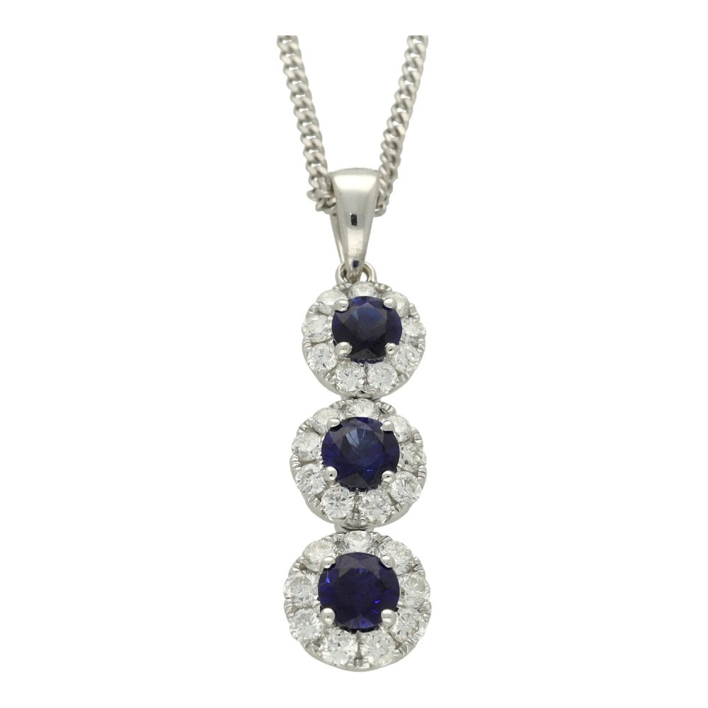 Ladies 18ct White Gold Sapphire & Diamond Necklace -  0.41ct