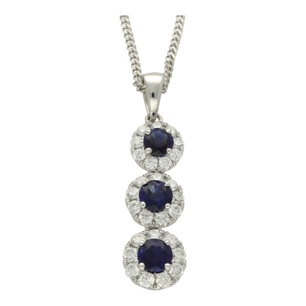 Ladies 18ct White Gold Sapphire & Diamond Necklace -  0.41ct