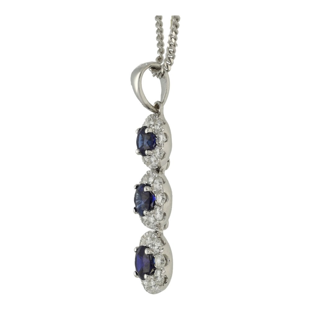Ladies 18ct White Gold Sapphire & Diamond Necklace -  0.41ct