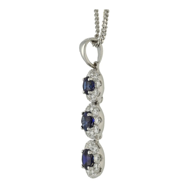 Ladies 18ct White Gold Sapphire & Diamond Necklace -  0.41ct