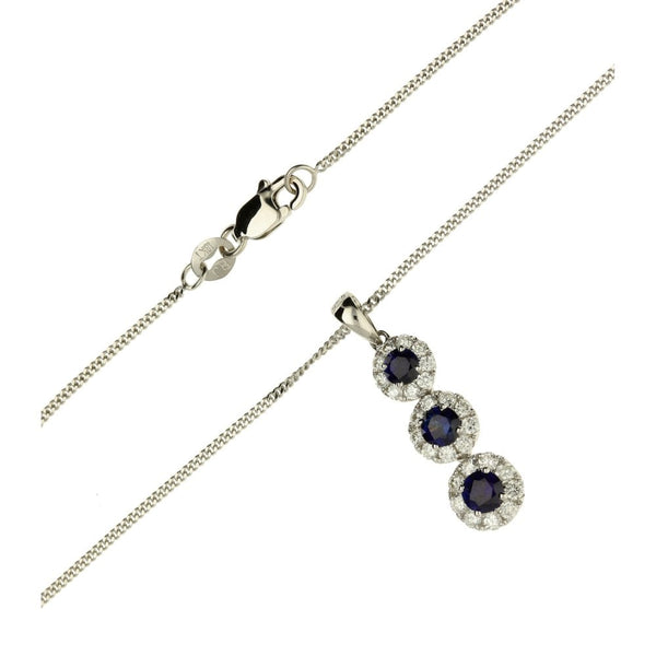 Ladies 18ct White Gold Sapphire & Diamond Necklace -  0.41ct