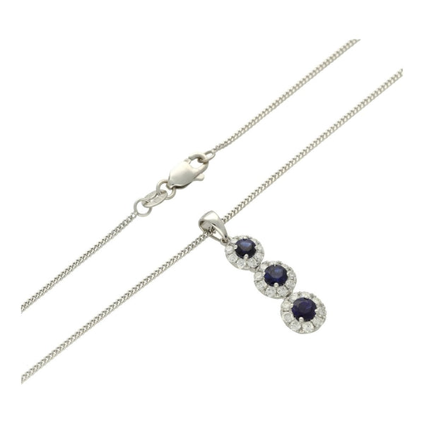 Ladies 18ct White Gold Sapphire & Diamond Necklace -  0.41ct