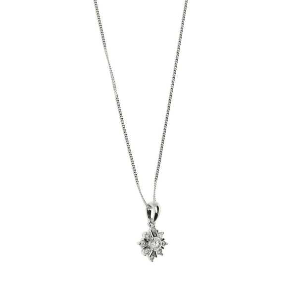 Ladies 18ct White Gold Diamond Pendant & Necklace - 0.21ct