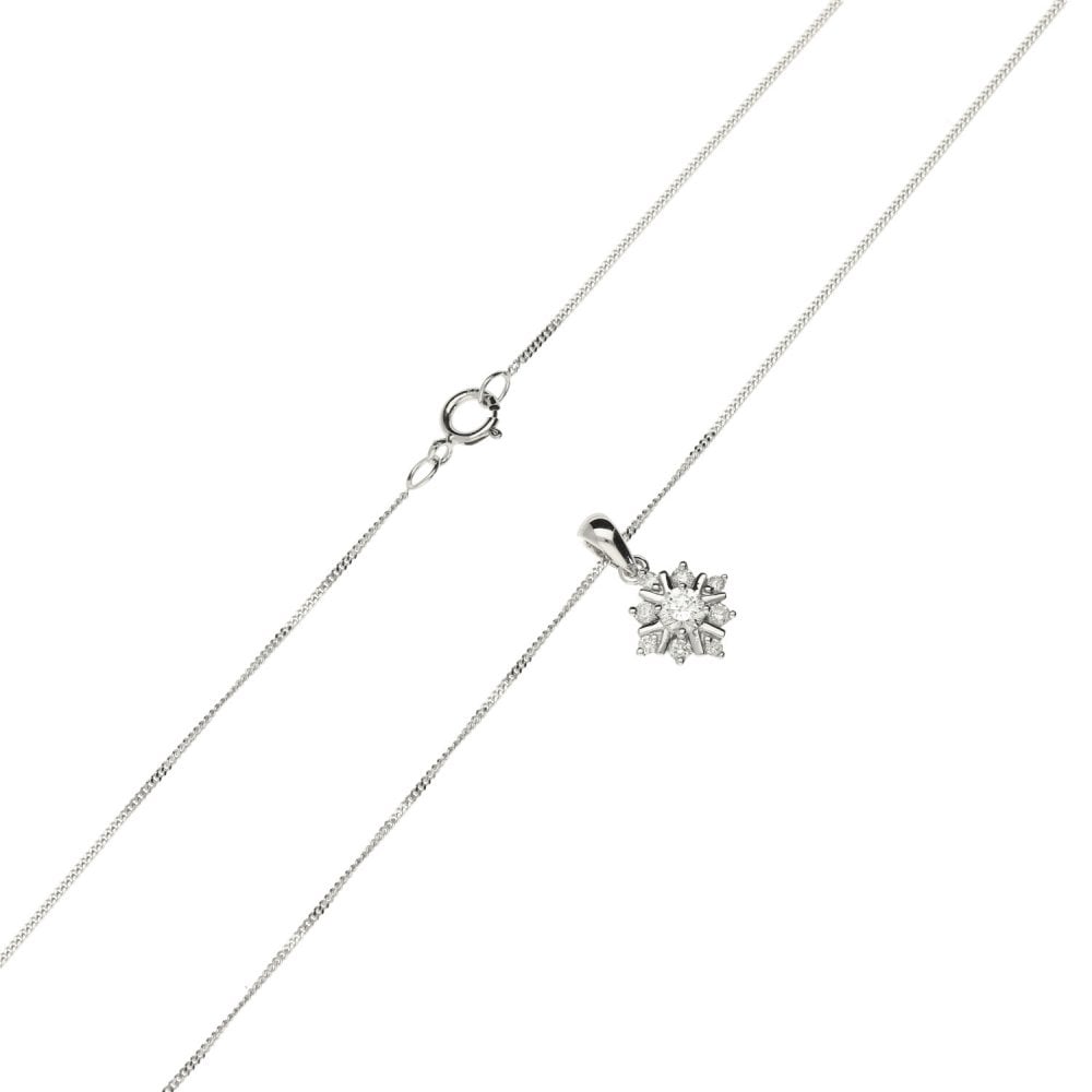 Ladies 18ct White Gold Diamond Pendant & Necklace - 0.21ct