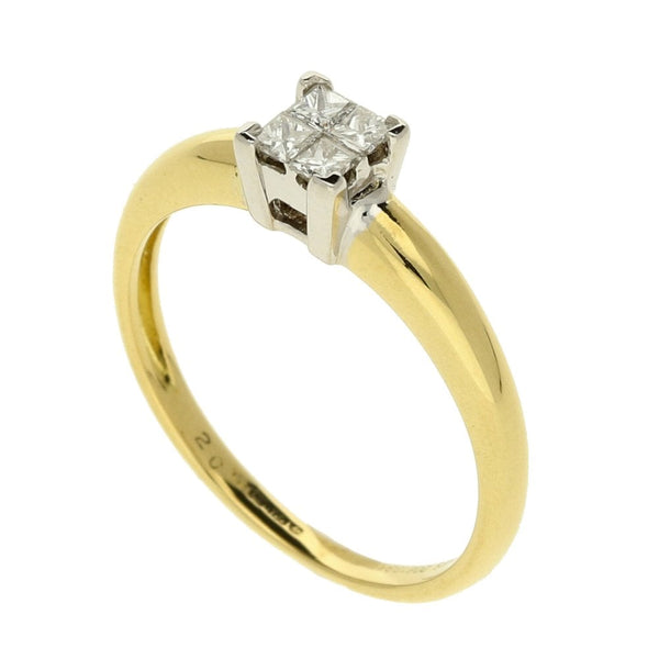 Ladies 18ct Yellow Gold Diamond Princess Cut Ring - 0.20ct