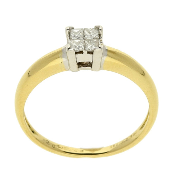 Ladies 18ct Yellow Gold Diamond Princess Cut Ring - 0.20ct