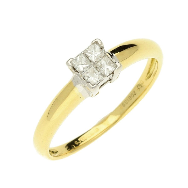 Ladies 18ct Yellow Gold Diamond Princess Cut Ring - 0.20ct