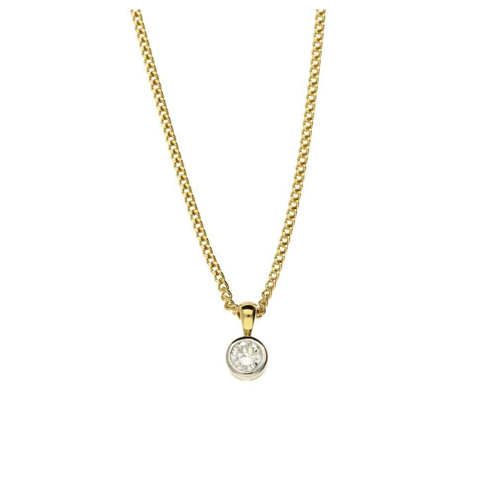 Ladies 18ct Yellow Gold Diamond Pendant & Necklace - 0.26ct